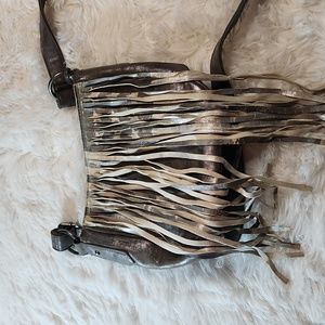 Miss Me American Flag fringe crossbody bag silver